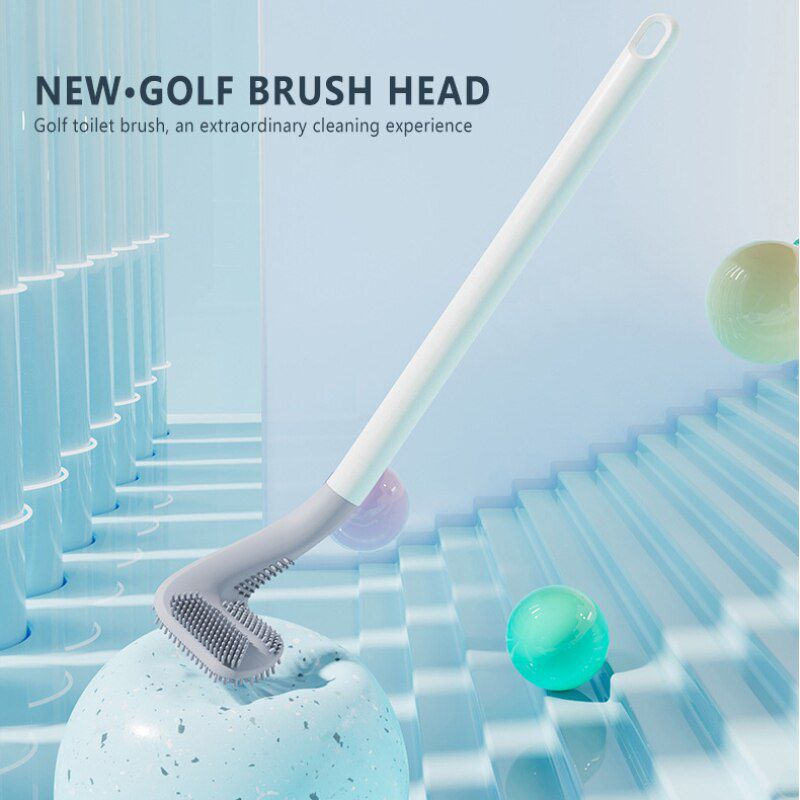 Durable Silicone Brush Golf Toilet Brush Creative Long Handle Toilet Cleaning Brush Household Cleaning Tools Bathroom Products