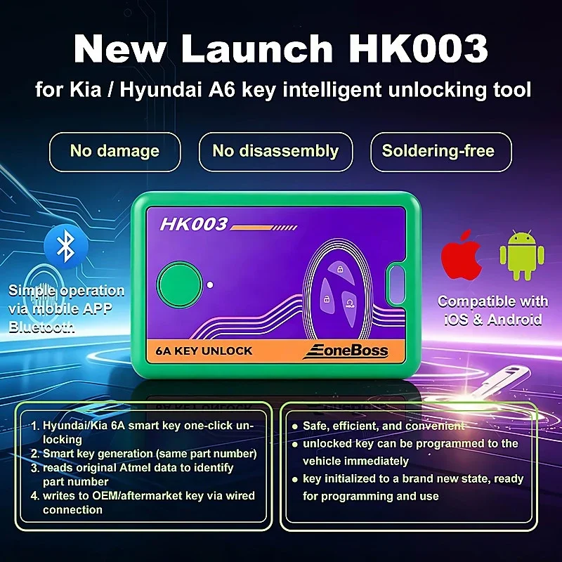Eoneboss HK003 6A Full Unlock Key Matching Tool for Hyundai Kia Smart Key No Disassembly Bluetooth APP Locksmith