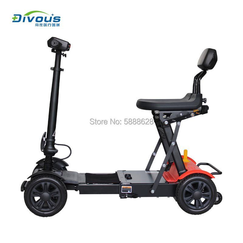 Outdoor travel 4 Wheel  ultralight  Folding Disabled Electric Tricycle Mobility Scooters wheelchair
