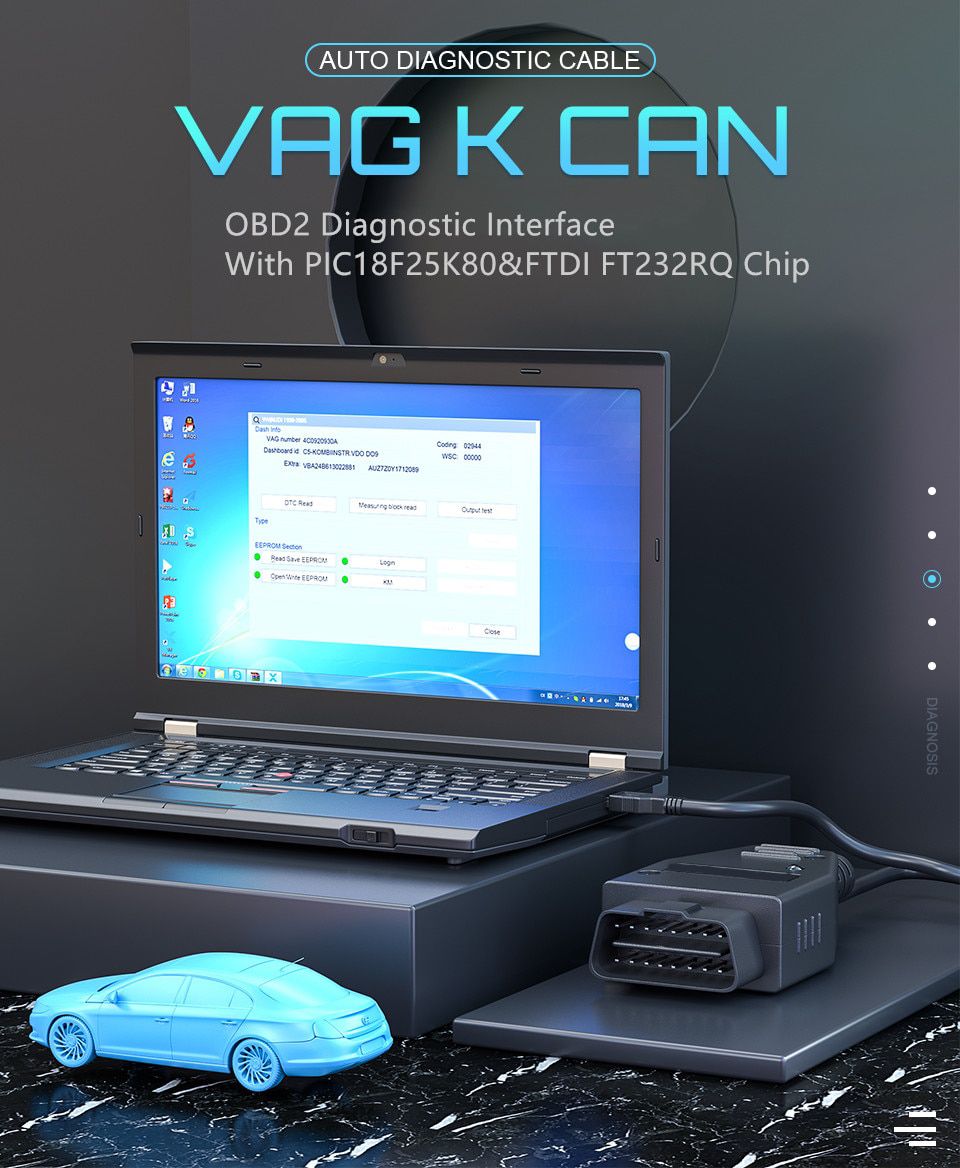 For VAG K CAN Commander 1.4 FTDI FT232RL PIC18F25K80 OBD2 Scanner Diagnostic Tool For VW for Golf/Bor for Jetta for VAG K-line