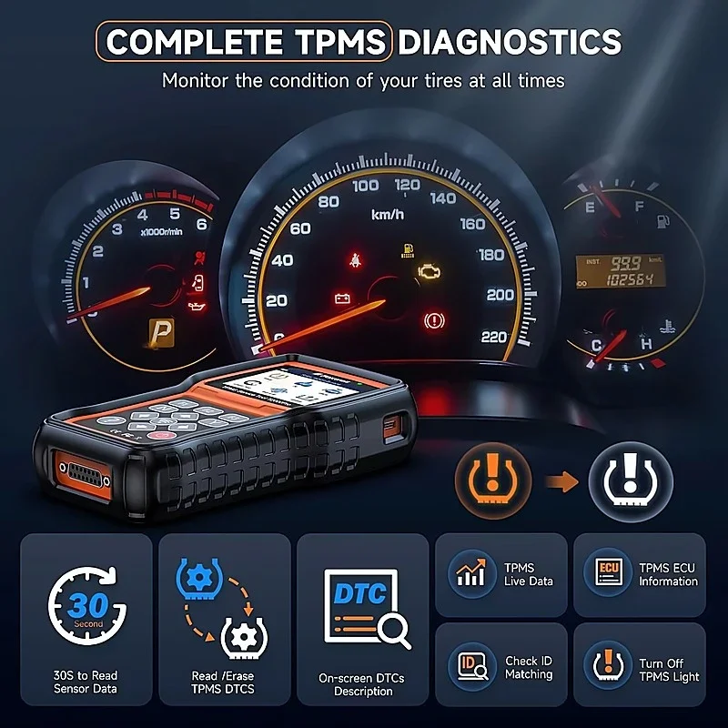 Foxwell T2000 Pro TPMS Reset and Programming Tool – Diagnostic Code Reader, Scanner, and Auto Tire Service System