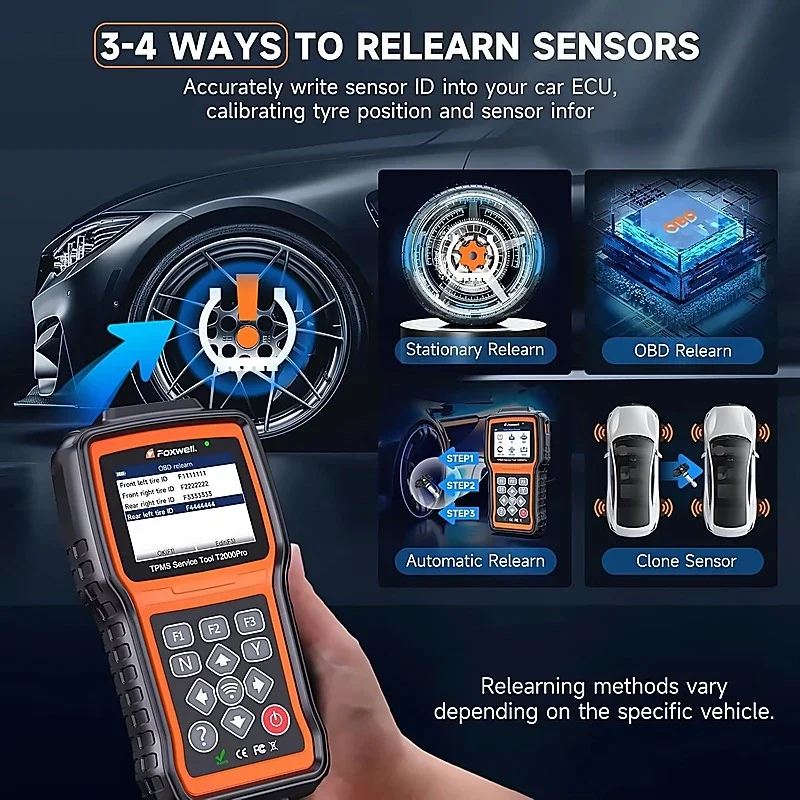 Foxwell T2000 Pro TPMS Reset and Programming Tool – Diagnostic Code Reader, Scanner, and Auto Tire Service System