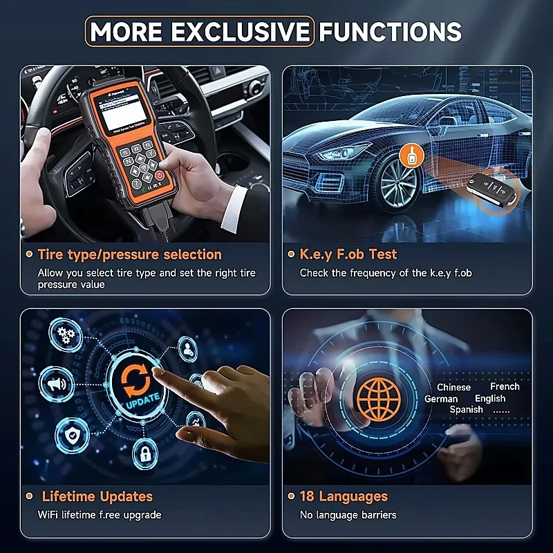 Foxwell T2000 Pro TPMS Reset and Programming Tool – Diagnostic Code Reader, Scanner, and Auto Tire Service System