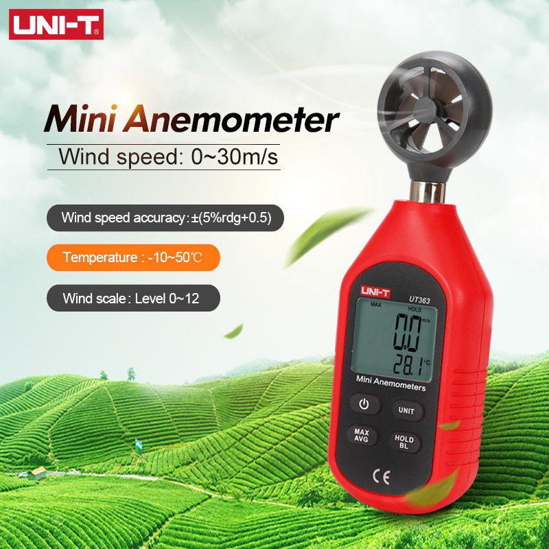 UNI-T UT363 Handheld Anemometer Digital Wind Speed Measurement Temperature Tester LCD Display Air Flow Speed Wind Meter