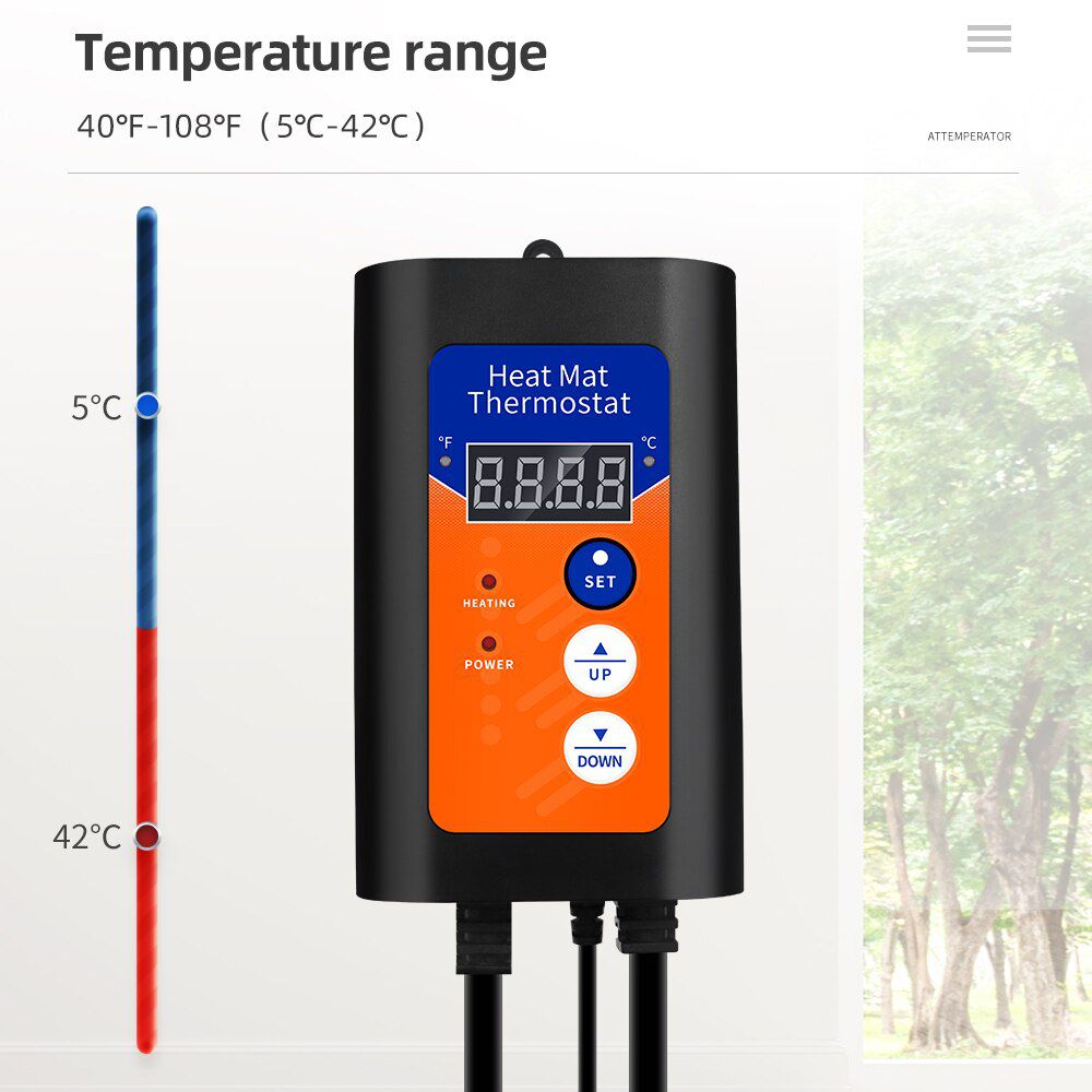 Heat Mat Thermostat 1000W Digital Temperature Controller precise temperature control Hydroponic Plants Seed Germination Reptiles