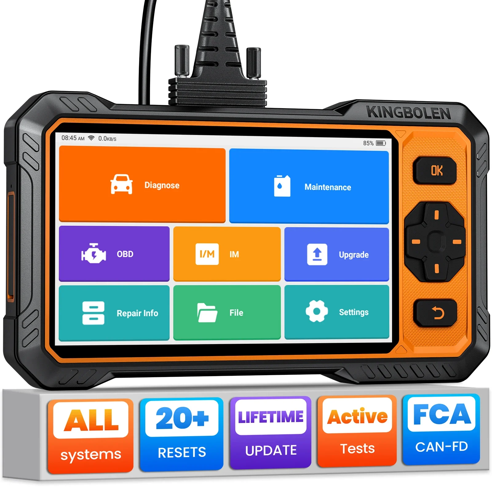 KINGBOLEN S6 Pro Automotive Diagnostic Scanner – CAN FD Active Test, Full System Support, 20 Resets, and Lifetime Updates