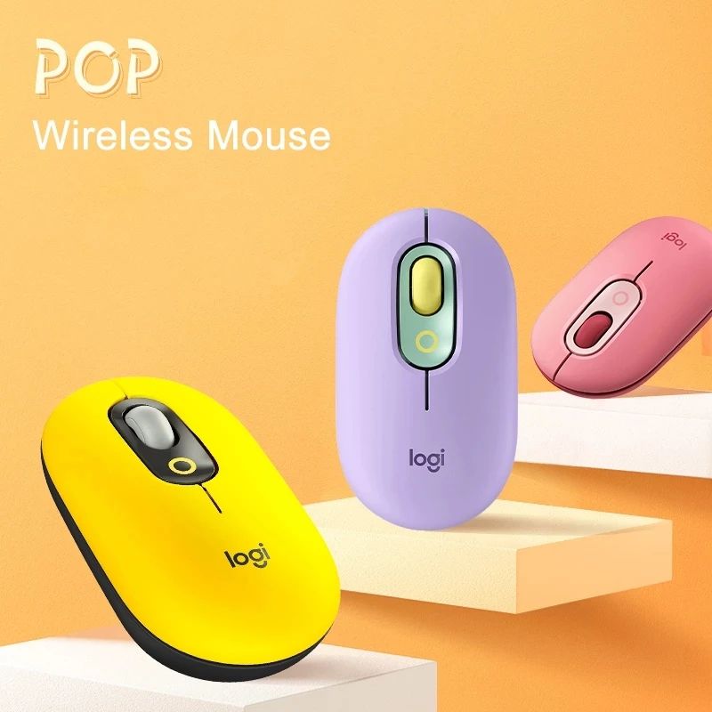 New Logitech POP Wireless Mouse Bluetooth Silent Mice High Precision Optical Tracking Mice For ipad Notebook Office Portable