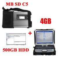 V2021 MB SD C5 Connect Compact 5 Star Diagnosis with Panasonic CF19 I5 4GB Laptop and Pre-Installed Software