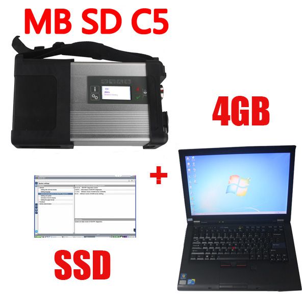 V2022.12 MB SD Connect C5 Star Diagnosis with 256GB SSD Software Plus Lenovo T410 4GB Second Hand Laptop With DTS Monaco & Vediamo