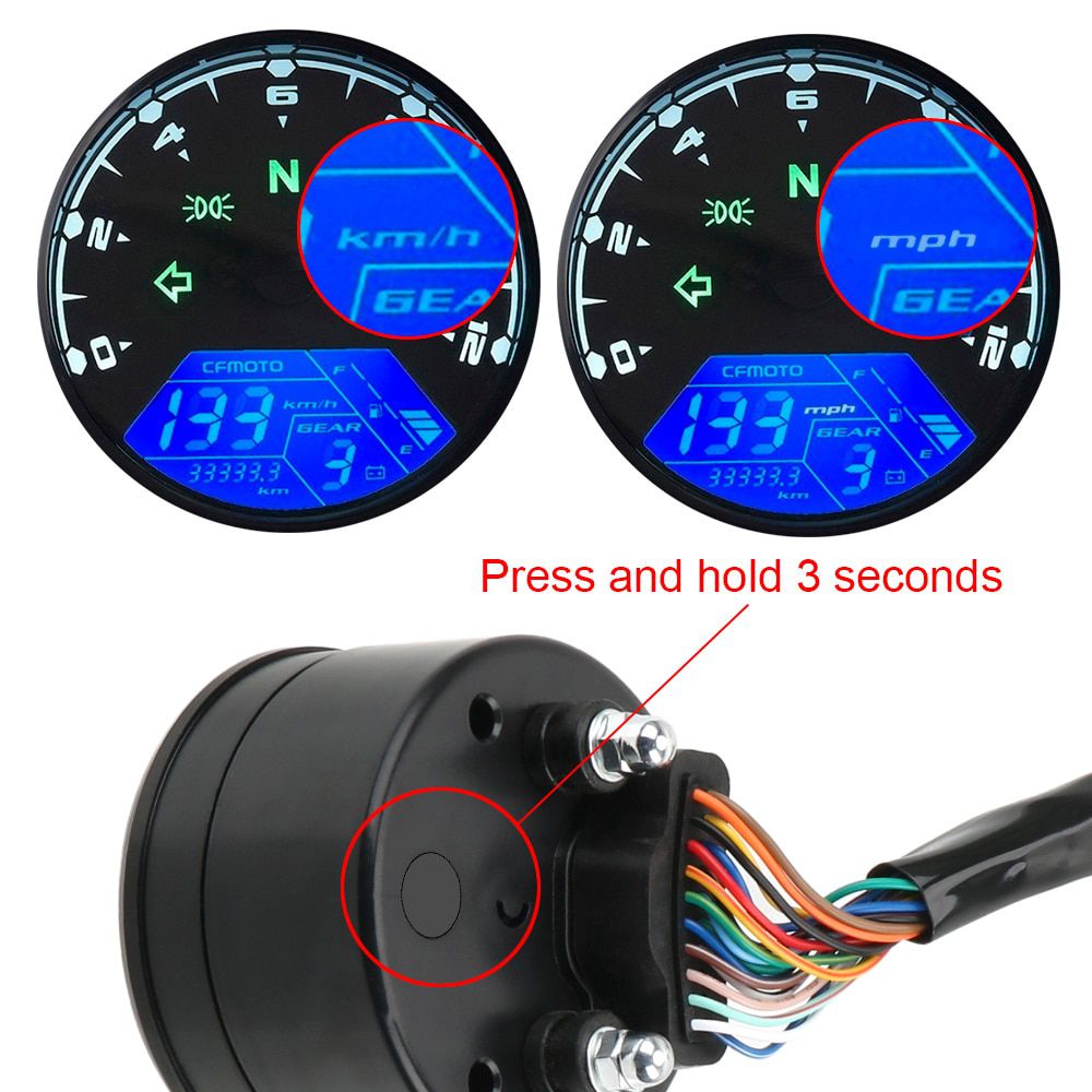 Motorcycle Panel Speedometer Night vision Dial Odometer  Universal   LED Multi-function Digital Indicator Tachometer Fuel Meter