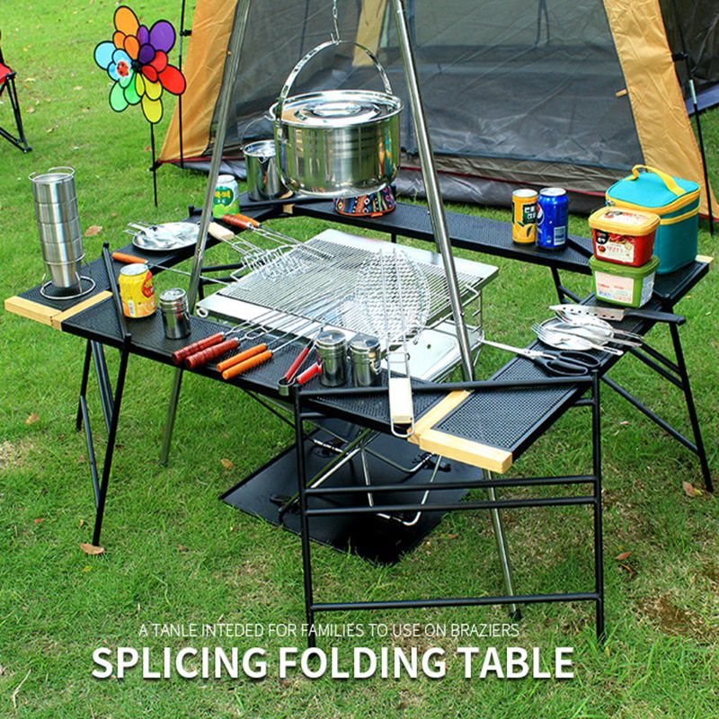 Outdoor Splicing Folding Table Camping Fire Place Table Portable Picnic BBQ Party Foldable Desk With Storage Bag