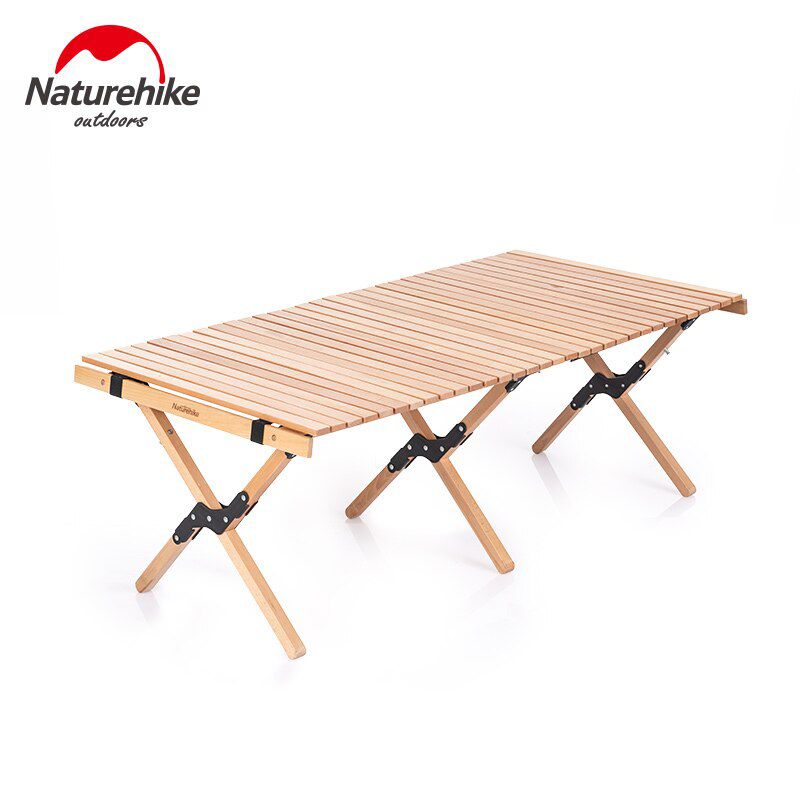 Outdoor Wooden Table Folding Egg Roll Camping Table 30kg Bearing Folding Table Patio Picnic Table Hiking BBQ Table