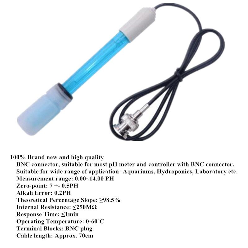 PH Electrode Probe BNC Connector for Aquarium PH Controller Meter Sensor