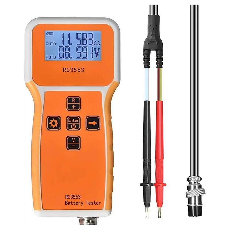 Portable Battery Internal Resistance Tester 1uΩ-200Ω ±100VDC 0.5% Accuracy 1kHz AC Kelvin 4-Wire Clip for Lithium Lead-Acid NiMH