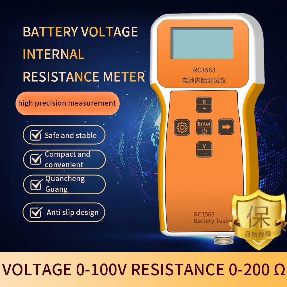 Portable Battery Internal Resistance Tester 1uΩ-200Ω ±100VDC 0.5% Accuracy 1kHz AC Kelvin 4-Wire Clip for Lithium Lead-Acid NiMH