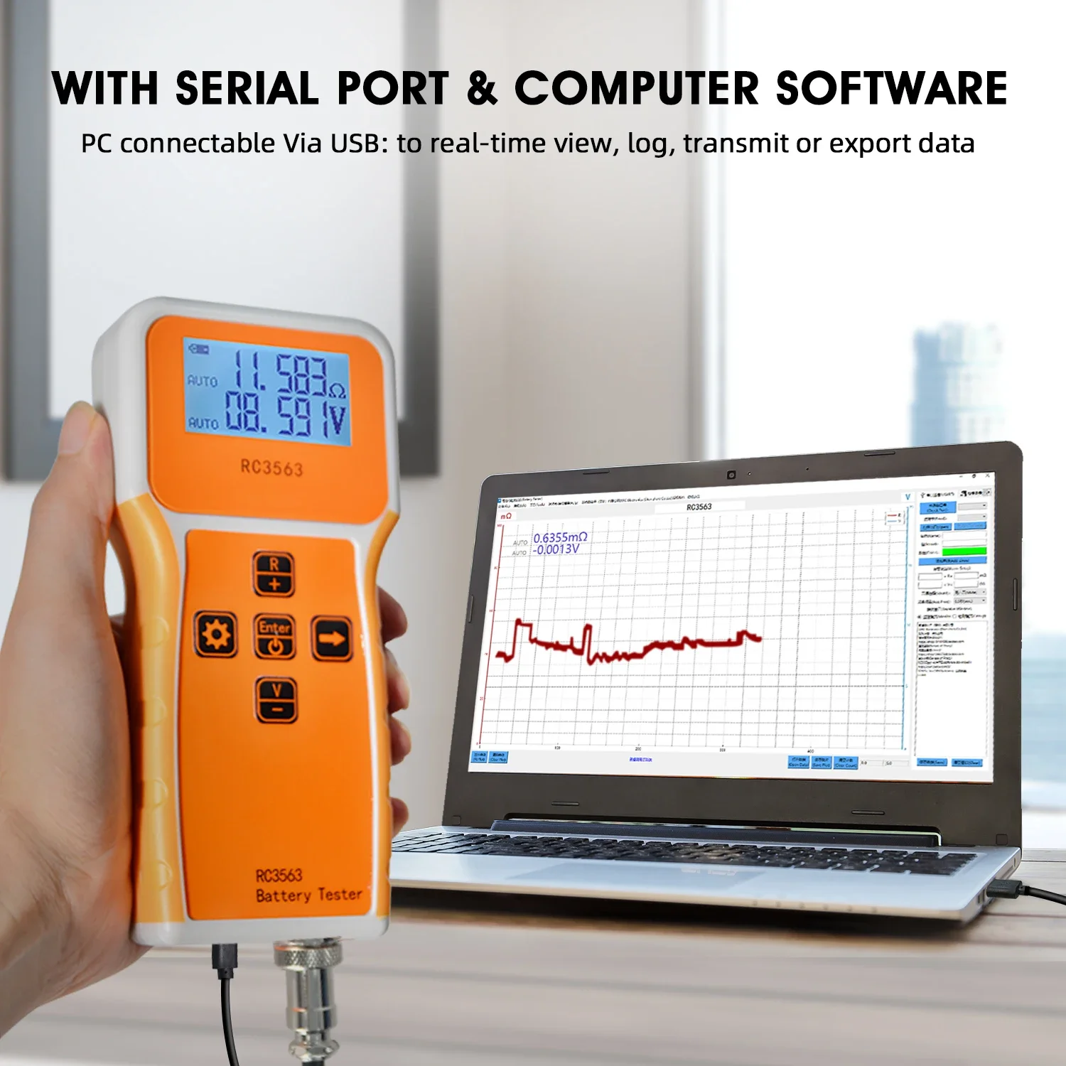 Portable Battery Internal Resistance Tester 1uΩ-200Ω ±100VDC 0.5% Accuracy 1kHz AC Kelvin 4-Wire Clip for Lithium Lead-Acid NiMH