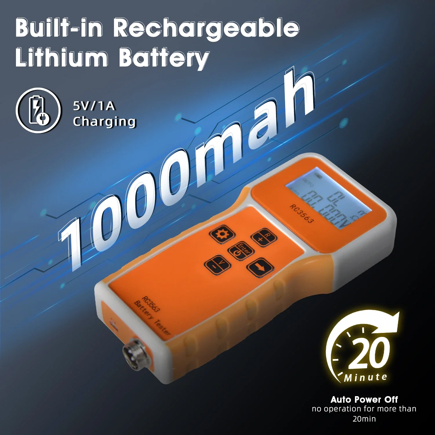 Portable Battery Internal Resistance Tester 1uΩ-200Ω ±100VDC 0.5% Accuracy 1kHz AC Kelvin 4-Wire Clip for Lithium Lead-Acid NiMH