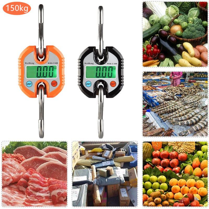 Crane Scale Weight 300kg 150kg/50g 200kg/100g 500kg/100g Heavy Duty Hanging Hook Scales Portable Digital Stainless Steel