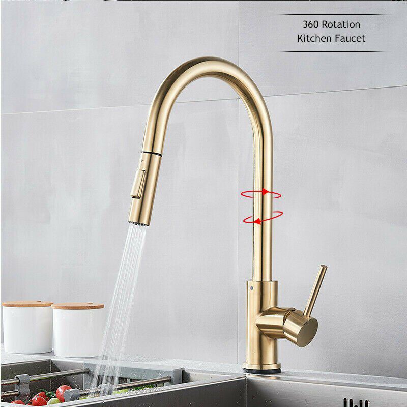 Pull Out Sensor Kitchen Faucets Stainless Steel Smart Induction Mixed Tap Touch Control Sink Tap 360 Rotation 2 Outlet Methods