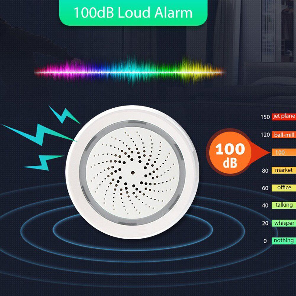 Wifi Intelligent Siren Sound Alarm Temperature Humidity Sensor APP/Voice Control Wireless Secure System WiFi USB Smart Home