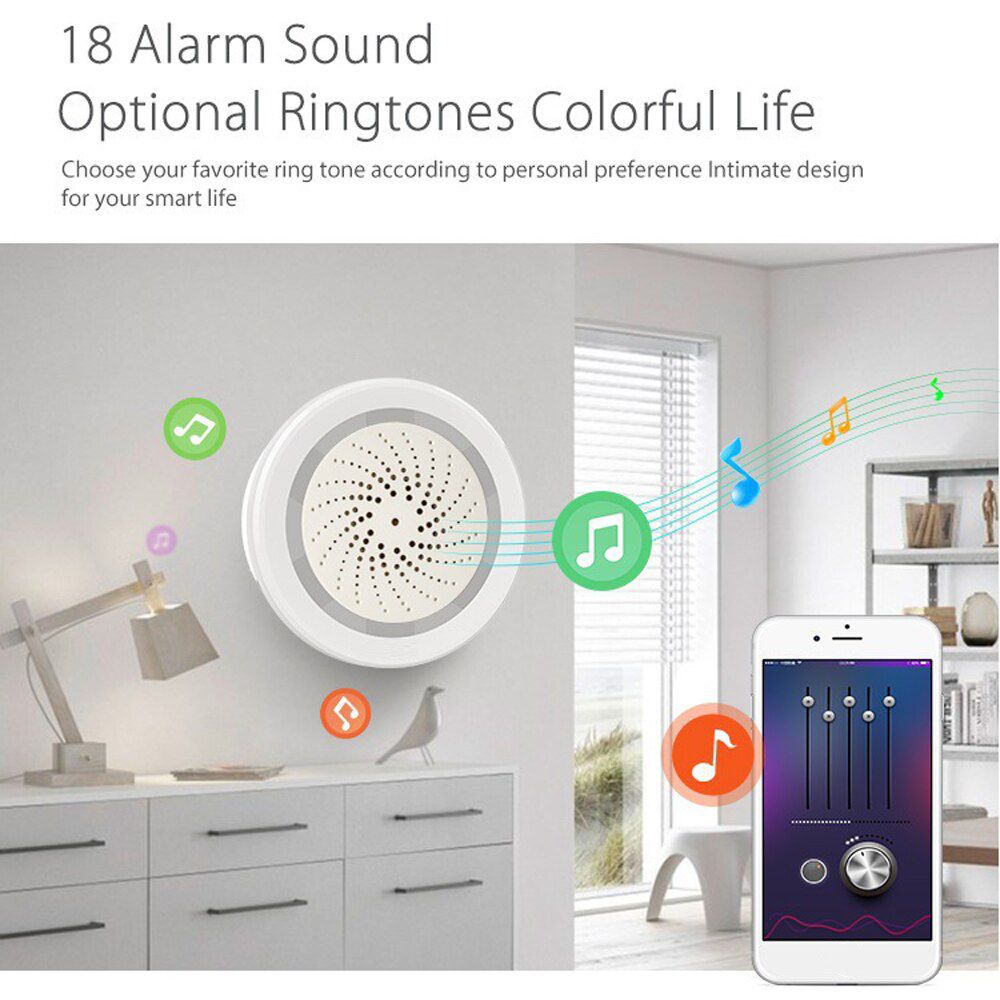 Wifi Intelligent Siren Sound Alarm Temperature Humidity Sensor APP/Voice Control Wireless Secure System WiFi USB Smart Home