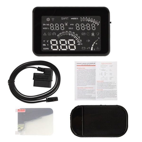 4 " Smart Voice HEAD UP DISPLAY with OBD2 Interface KM/h & MPH Speeding Warning W03 (with OBD line) Do Not Support Bluethooth