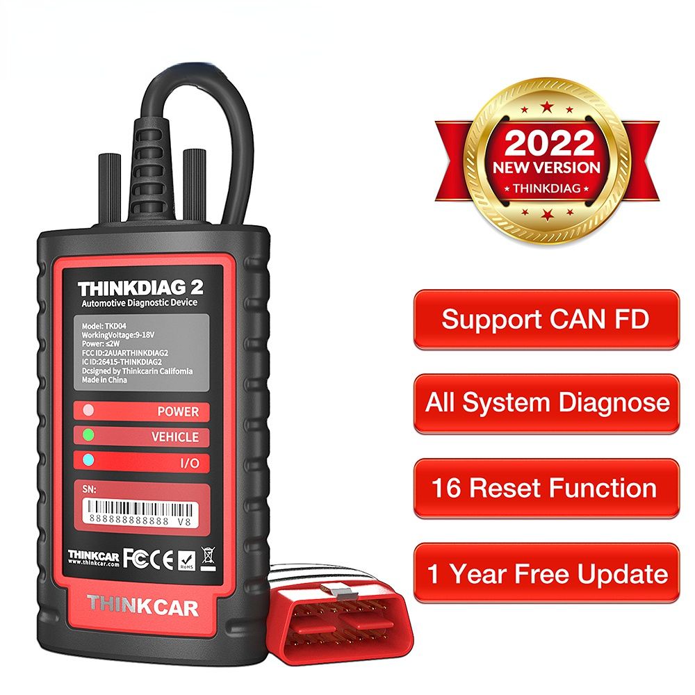 ThinkCar New ThinkDiag 2 ALL Car Brands Canfd protocol All Reset Service 1 Year Free 2022 OBD2 Diagnostic Tool Active Test ECU Surpass
