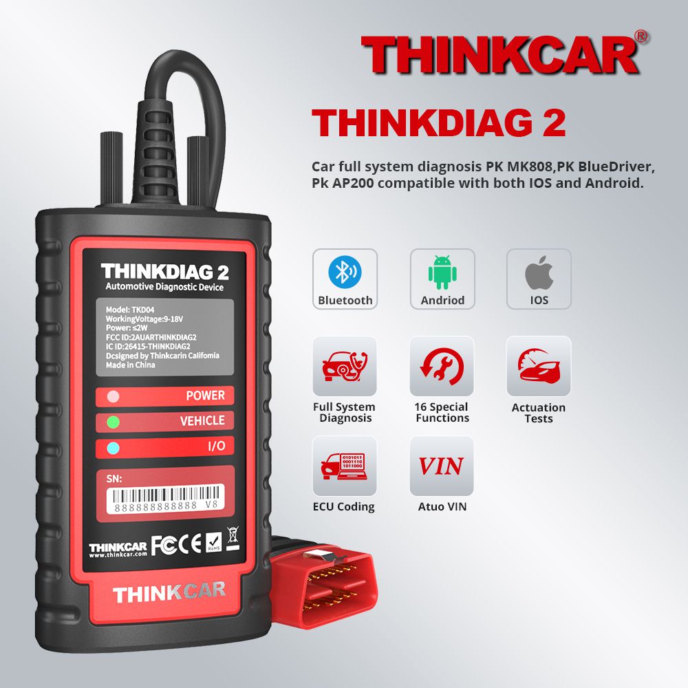 ThinkCar New ThinkDiag 2 ALL Car Brands Canfd protocol All Reset Service 1 Year Free 2022 OBD2 Diagnostic Tool Active Test ECU Surpass