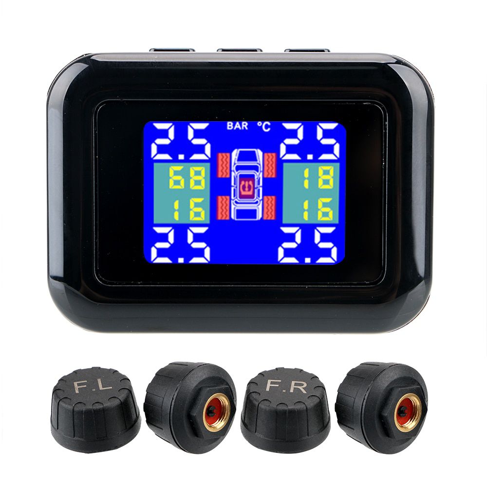 TPMS Car Tire Pressure Alarm Monitor System LCD Display 4 External Sensors Tyre Pressure Temperature Warning Security Systems