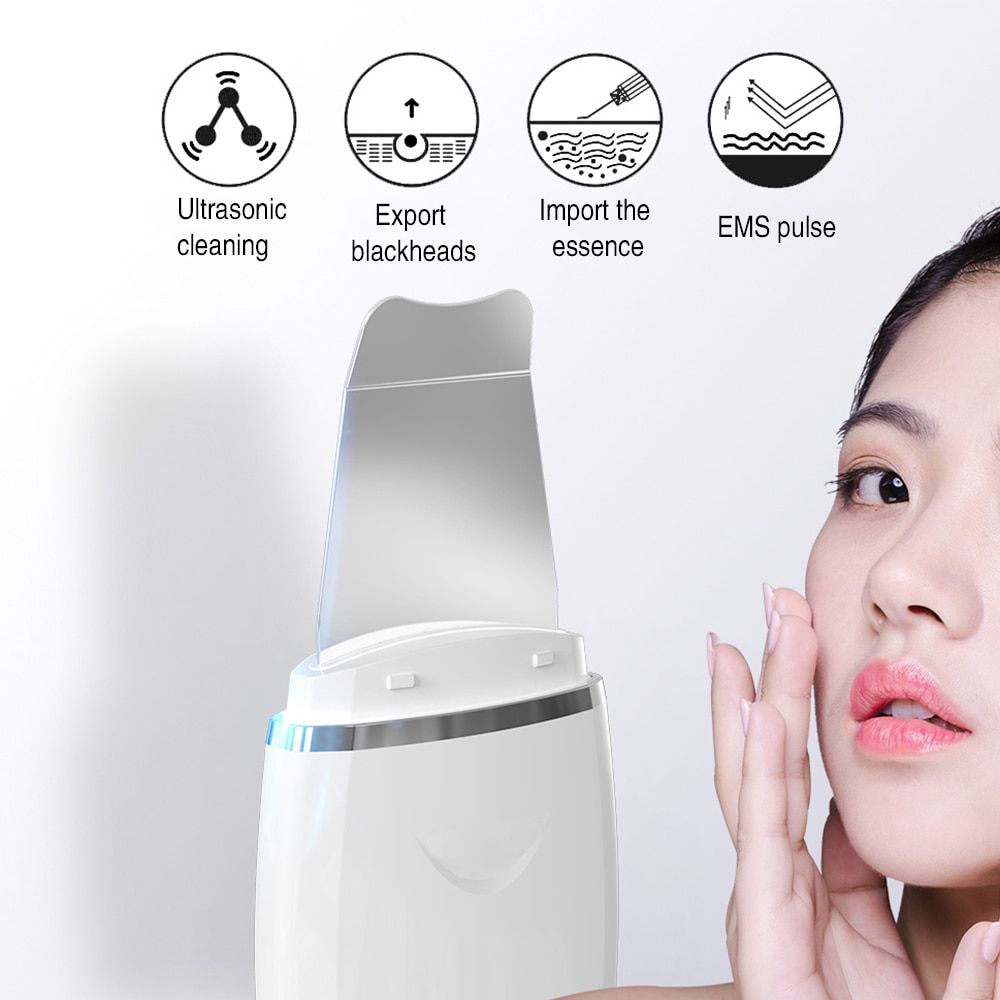 Ultrasonic Facial Skin Scrubber Cleaner Professional Face Lifting Peeling Extractor Deep Cleaning Beauty Device Mini Eye Massage