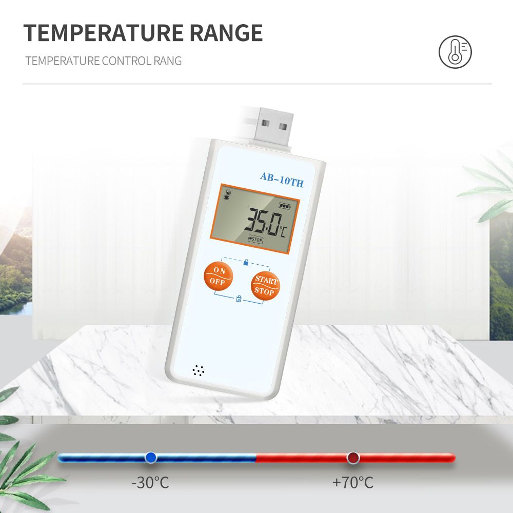 AB-10TH Temperature & Humidity logger USB Temp Data Logger ReusableTemperature Humidity Recorder Recording Meter 48,000 Capacity