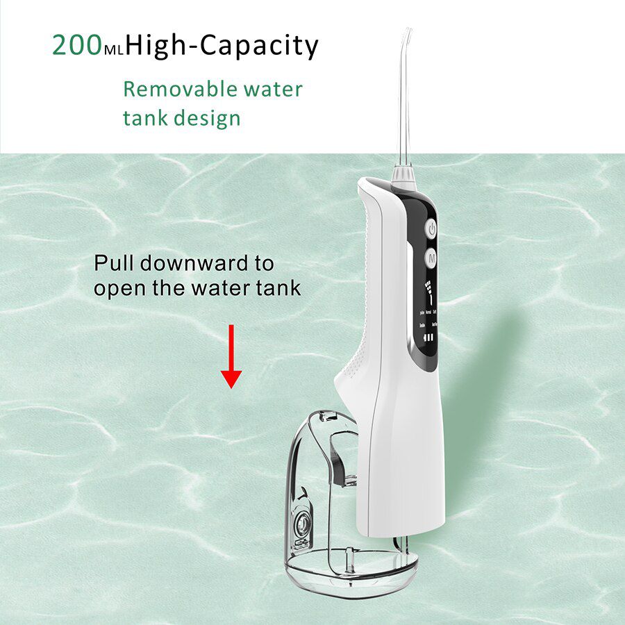 USB Rechargeable Water Flosser Oral Dental Irrigator Portable 5 Modes 200ML Tank Water Jet Waterproof IPX7 Long Working