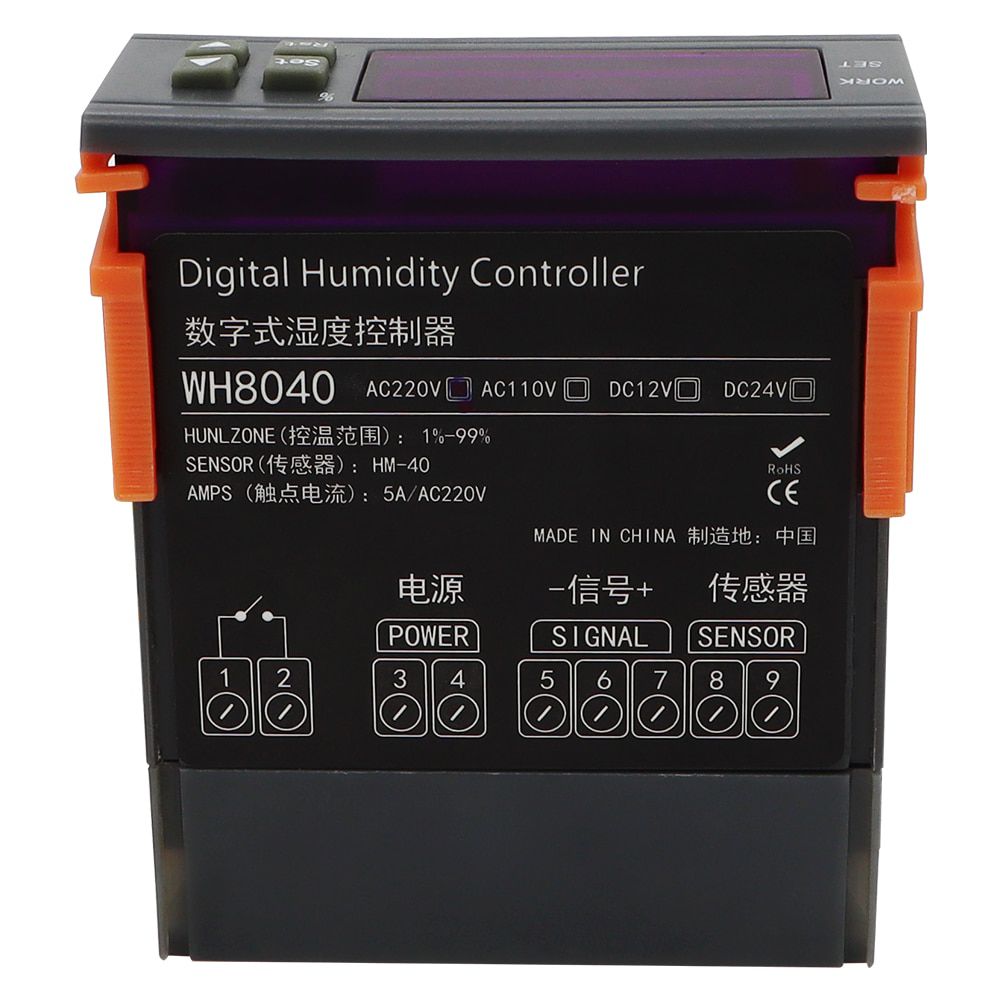 WH8040 Digital Humidity Controller Air Humidity Control Controller Home Fridge Cooler Hygrometer Control Switch 12V 24V AC 220V