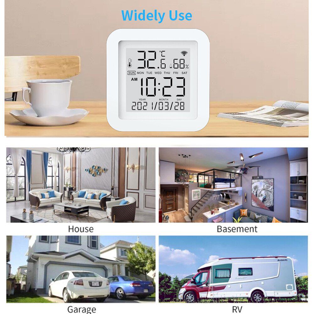WIFI Temperature And Humidity Sensor Indoor Hygrometer Thermometer With LCD Display Weather Station for Alexa Google Home