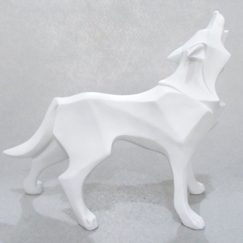 Wolf Resin Statue Model Figurine Geometric Abstract Ice Wolf Wildlife Decor Gift Ornament Animal Totem Wolf Dog Sculpture Crafts
