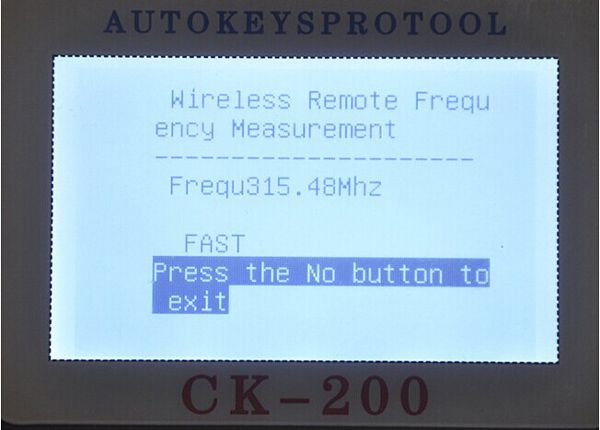 CK-200 Key Programmer Screen Display 4