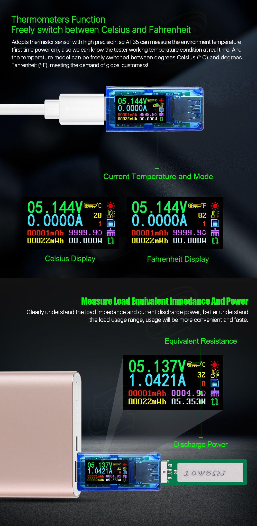 AT35 AT34 5 digits USB 3.0 color LCD Voltmeter