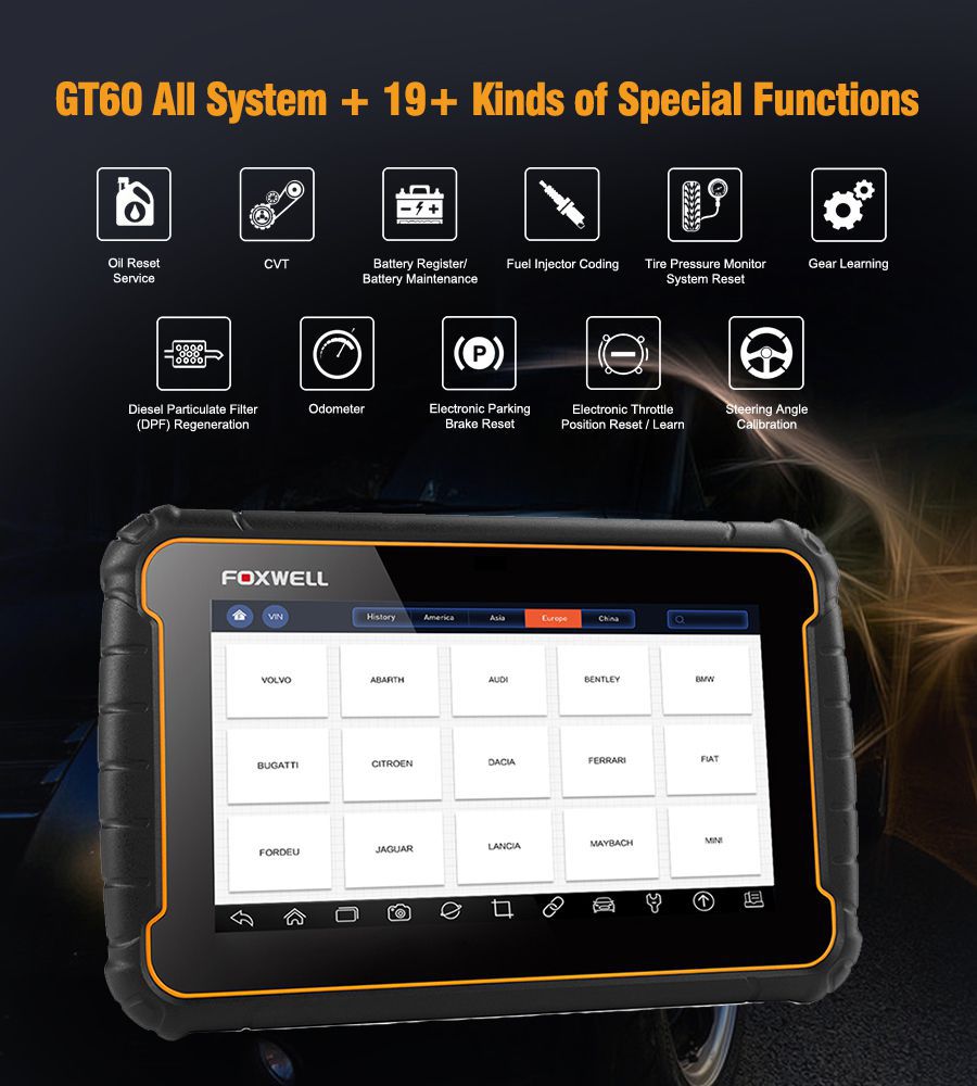Foxwell GT60 Features and Functions List and More than 19+ Special Functions