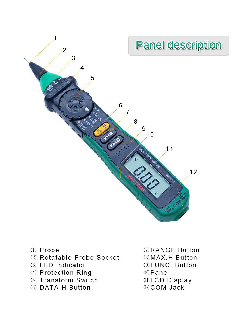 MS8211D Auto Range Digital Multimeter Pen-Type Meter