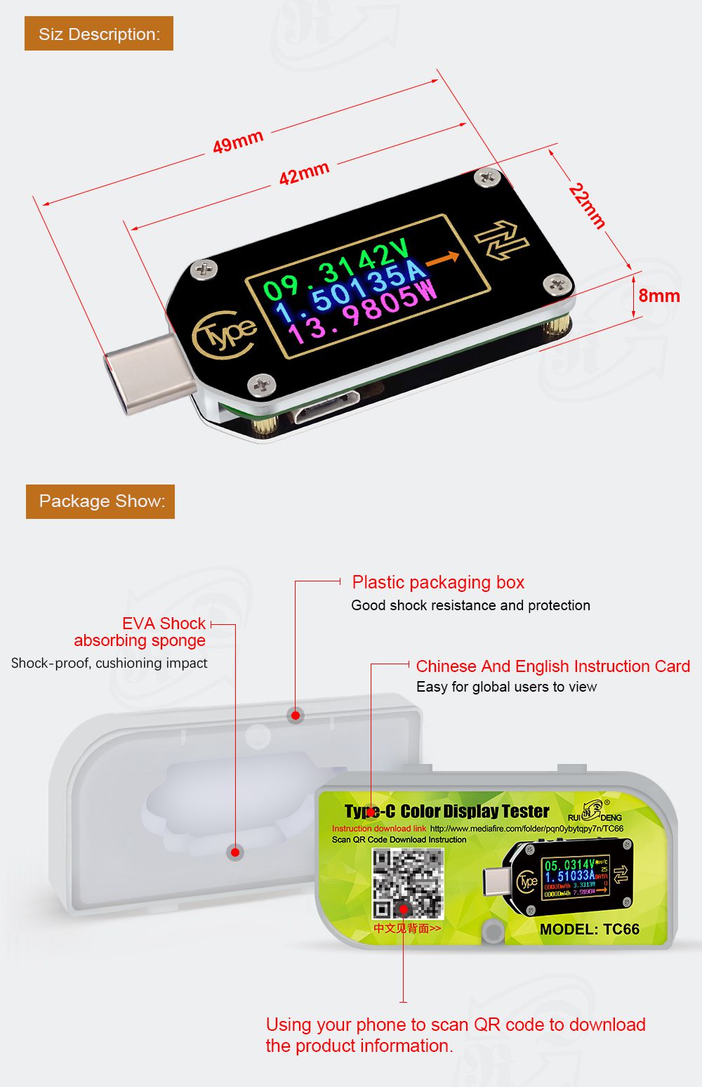 TC66/TC66C Type-C PD trigger USB-C Voltmeter