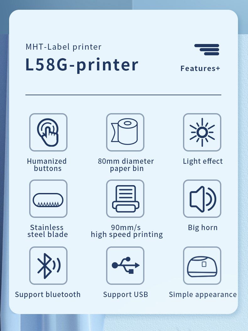 MHT-L58G Bluetooth 58mm USB Thermal Multi Receipt Label 